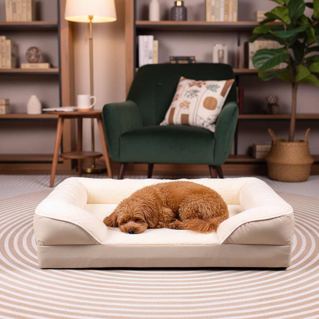 Cream dog bed - prominent focal point